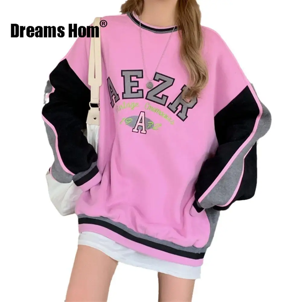 

Толстовка Женская зимняя большого размера, Модный свитшот с круглым вырезом в стиле Харадзюку, свободные пуловеры с надписью и вышивкой