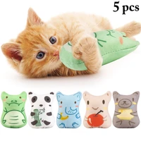 5pcs cat grinding catnip toys funny interactive soft animal plush pet kitten chewing toy claws thumb bite cat mint teeth toys