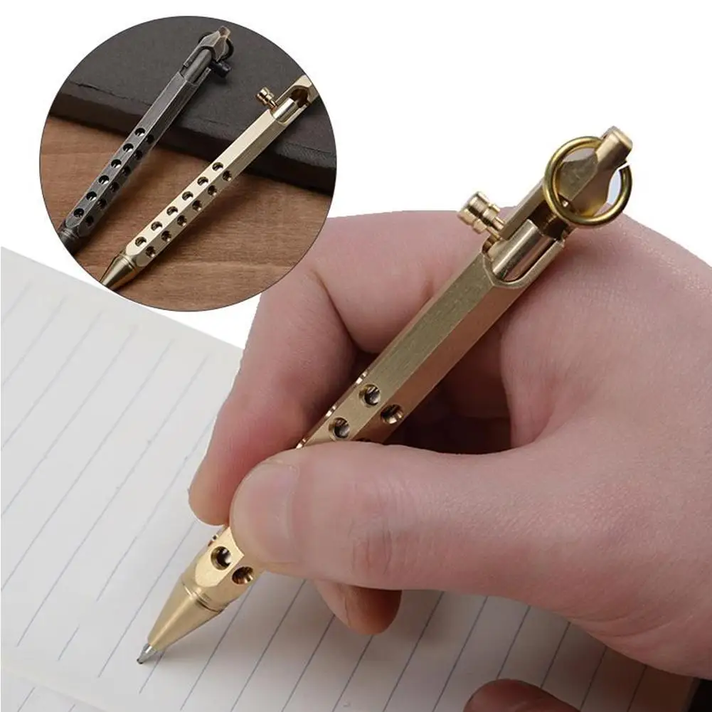 

1 Pieces Brass Handmade Gel Pen Creative Retro Hexagonal High-end Pen Brass Office Metal Gift Stationery Supplies Pen Signa M1L3