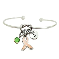 breast cancer creative initial letter monogram birthstone adjustable bracelet fashion jewelry women gift accessories pendant