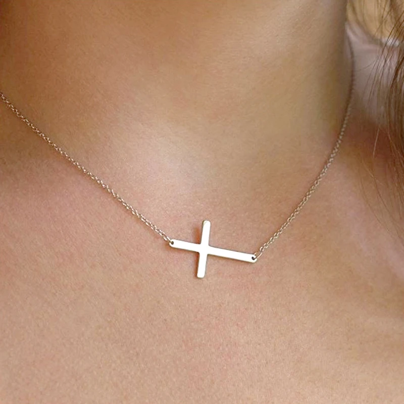 ZPAMS чокер из нержавеющей стали серебро/золото/розовое золото цвета с крестиком