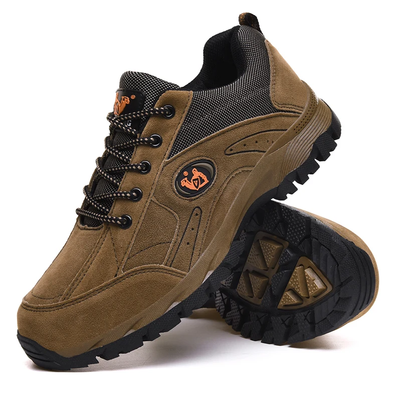 Brown Men's Low Sneakers mens Outdoor Shoes Men Plus Size 49 Rubber Sole Waterproof work Safety Shoes Male Antiskid Shoe Drop Shipping - Color: Brown