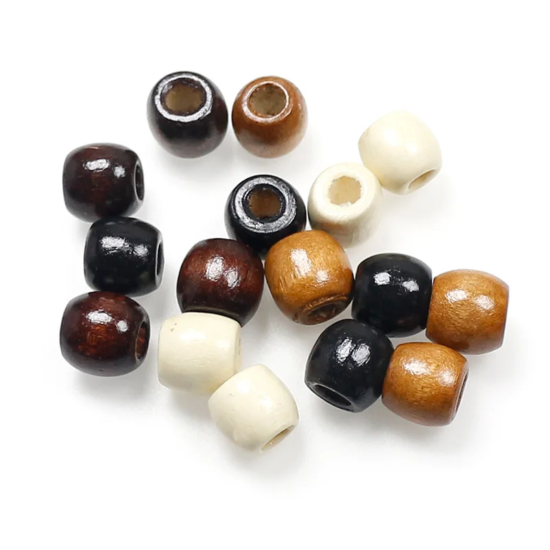 100pcs/Lot Vintage Natural Wood Loose Beads 10mm 12mm Coffee/Brown/Beige Big Hole Oval Wooden Spacer Beads DIY Jewelry Findings