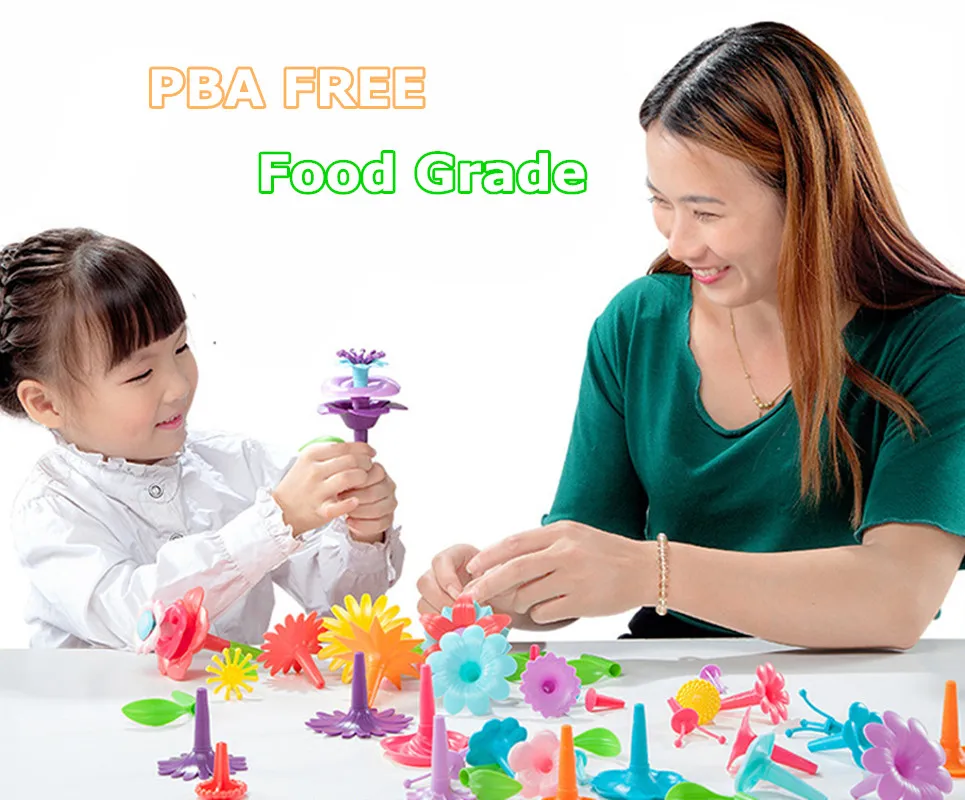 

109pcs Educational Flower Arrangement Toys Creative Colorful Interconnecting Blocks Building Garden Game for Girls