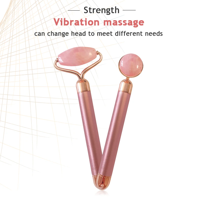 

Electric Vibrator Rose Jade Roller Face Lifting Skin Tightening Anti Aging Slimming Facial Guasha Jade Stone Beauty Face Massage