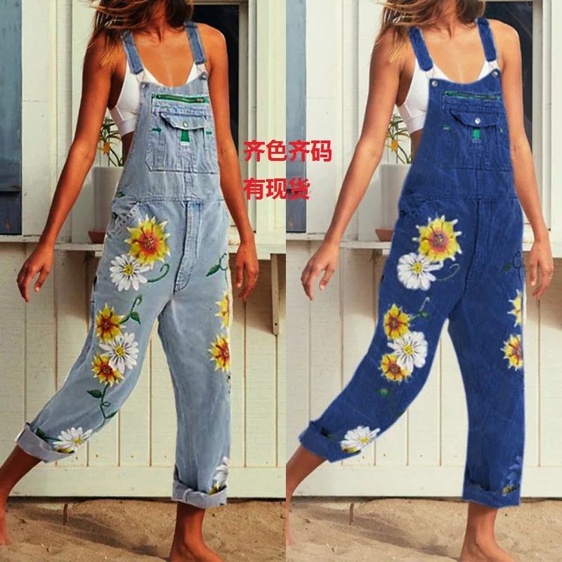 

Комбинезон женский, джинсовый, свободный, мешковатый, размера плюс