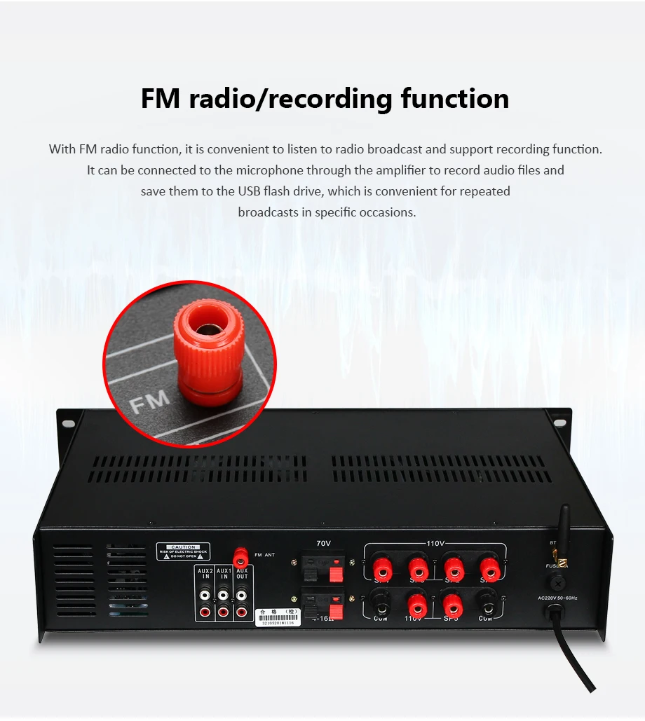 Oupushi HT-3.6AT 5 Зон Микшер контроль PA система Bluetooth усилитель с FM 2 микрофонный вход и USB вход