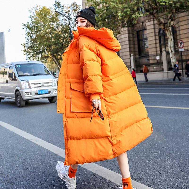 2021 яркое зимнее пальто женская куртка длинная пуховая парка с капюшоном пуховик