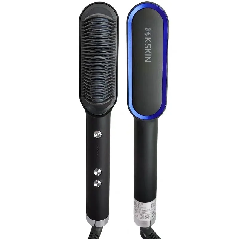 

New PTC Heating Hair Straightener Brush Hair Electric Hair Comb Brush Ceramic Straight Curler Styling Tool