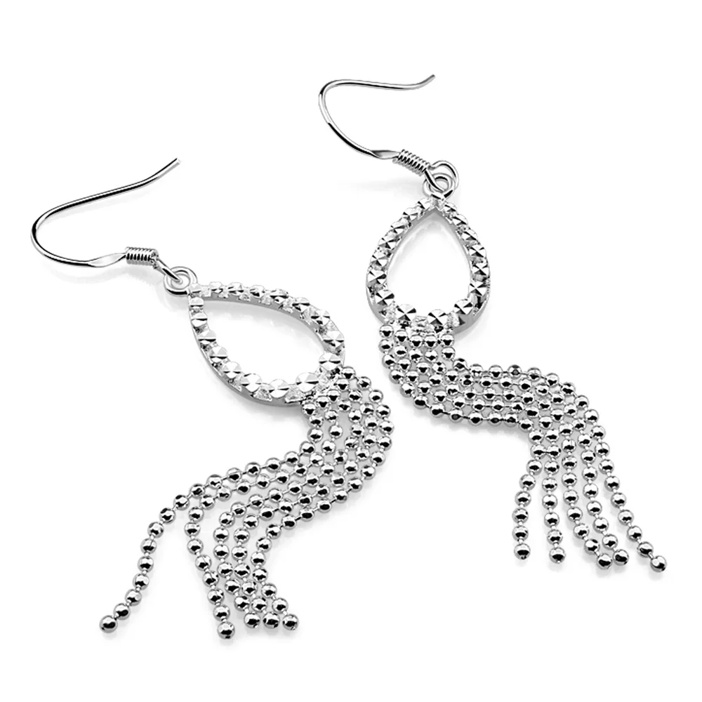 

2021 New Arrival Dominated Fashion 925 Jewelry Long Tassel Earring Elegant Sweet Water Drop Women Earrings