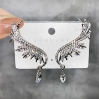 2021new angel wings rhinestone hanging dangle exquisite exaggerated fashion stud earrings elegant prevent allergy earrings