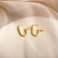 minimalist oval hoop earrings for women vintage sleeper earrings fashion korean female aesthetic handmade jewelry mujer gifts