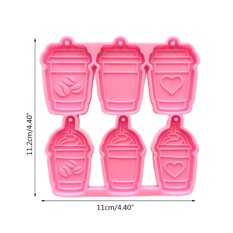 

6 Coffee Cups Keychain Epoxy Resin Mold Earrings Pendant Casting Silicone Mould