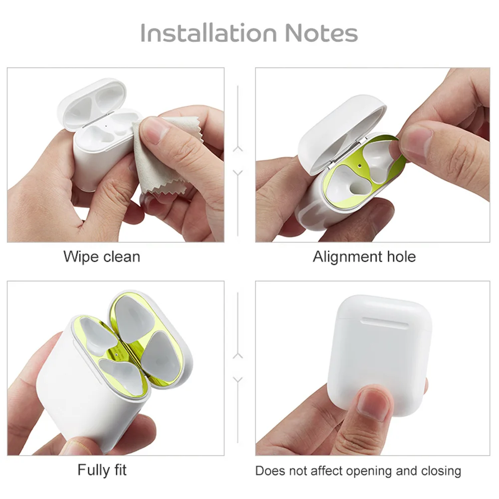 

Dust Guard Protective Earphone Film Sticker For AirPods 1 2 Dust-proof Scratchproof For Apple AirPods 2 1 Cover Metal Stickers