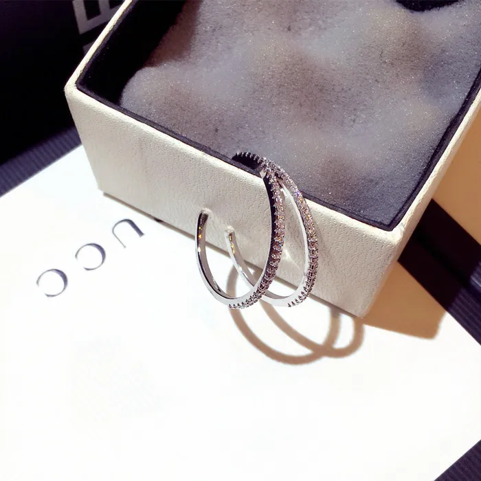 

Korean 925 Sterling Silver Jewelry Round Shape Hoop Earrings for Women Top High Quality AAA Shiny Zirconia S925 Silver Needle