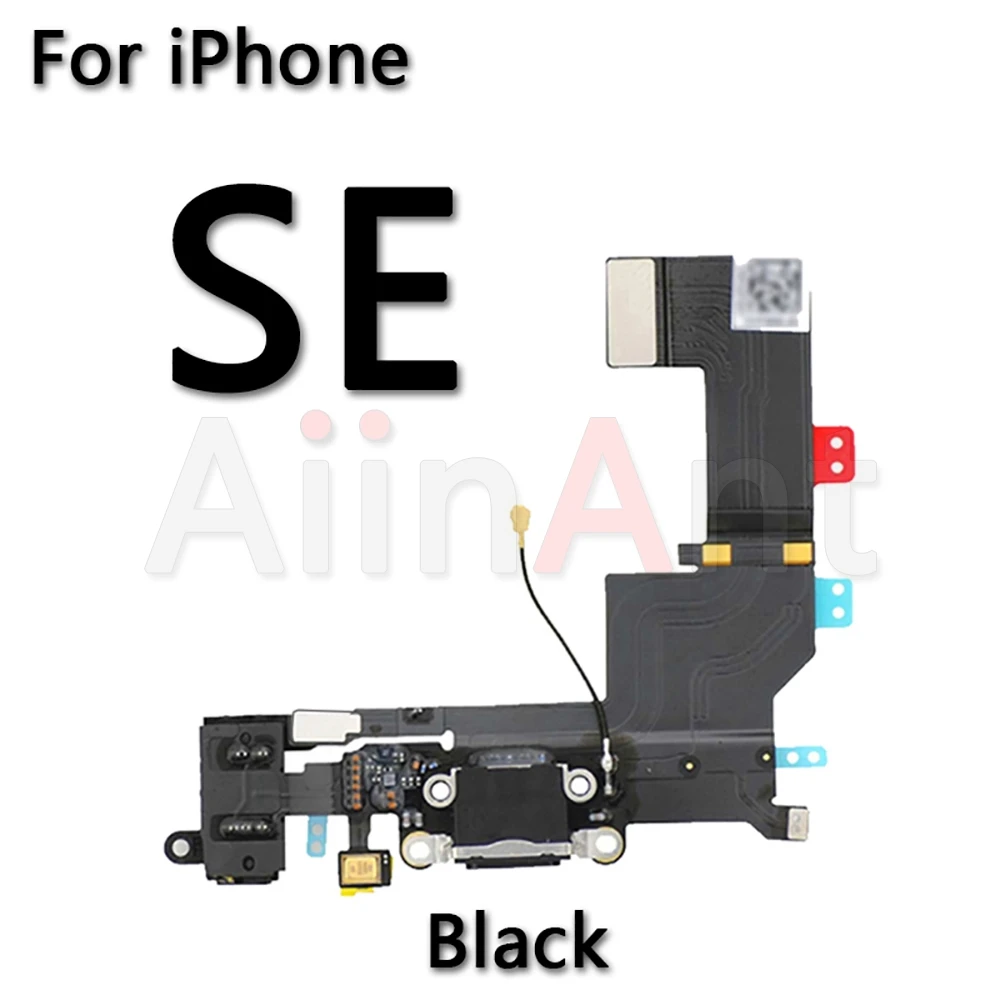 Нижний usb-разъем для зарядного устройства для iPhone 5, 5S, 5c, SE, 6, 6s Plus, док-станция для зарядки, шлейф для замены - Цвет: For iPhone SE Black