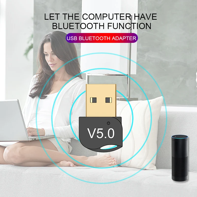 VAORLO USB Bluetooth адаптер стерео мини 5 0 передатчик для ПК компьютера ноутбука аудио