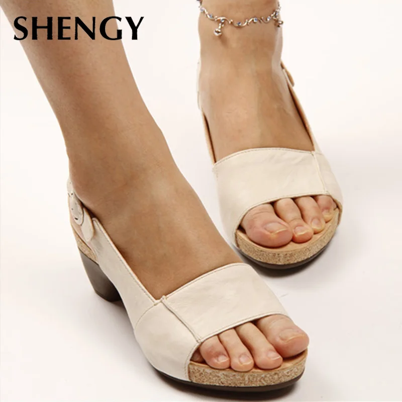 Сандалии женские с открытым носком босоножки в стиле ретро туфли на среднем