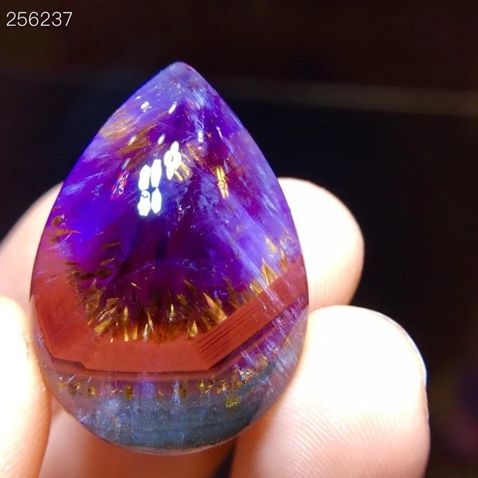 

Genuine Natural Cacoxenite Auralite 23 Oval Eye Pendant Purple Red Women Men 29.5/20.6mm Canada Crystal Jewelry AAAAA