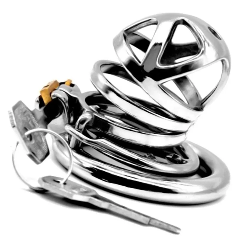 

Male Chastity Device Hollow Metal Chastity Cage Penis Cage Reusable Cockrings with Barbed Anti-off Ring Sex Toys for Men G253E
