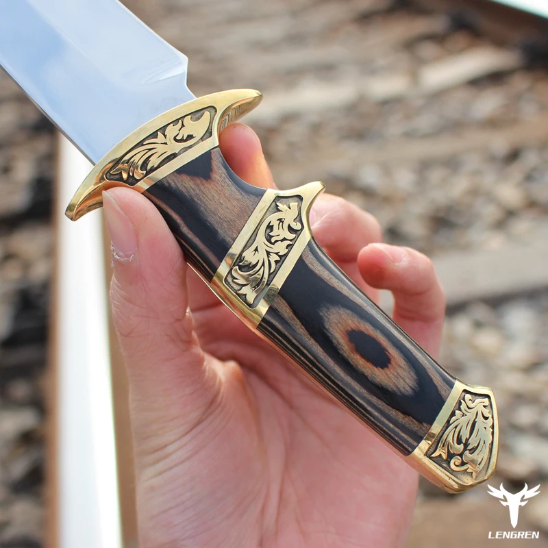 Японский зеркальный нож из стали LENGREN D2, 59-60hrc, вакуумная термообработка, острый походный охотничий нож (в стиле самурая) от AliExpress RU&CIS NEW
