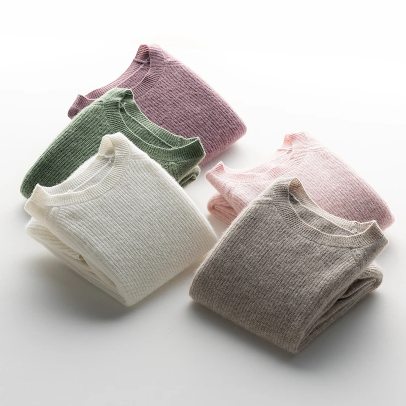 

2020 new Women's 100% Cashmere Sweaters O-neck round collar full sleeves thick sweater solid soft warm winter pullover