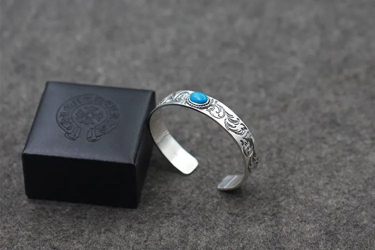 Открытый браслет из стерлингового серебра 925 пробы персонализированный ретро в