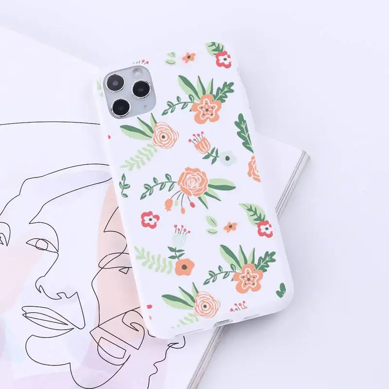 

Fashion Cute Retro Flowers Phone Case Candy Color for iPhone 6 7 8 11 12 s mini pro X XS XR MAX Plus
