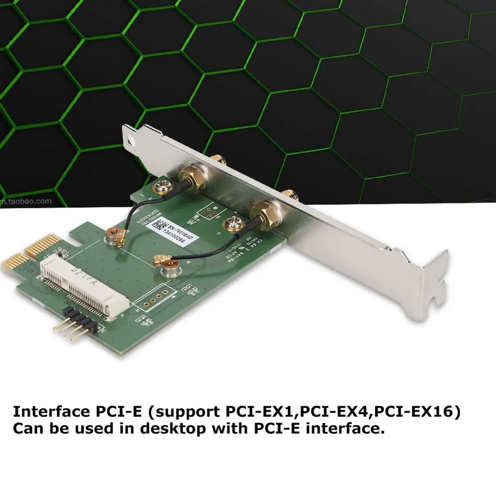 Мини PCI-EX1 для PCI-E Настольный Wifi беспроводной сетевой адаптер Поддержка PCI-EX1, PCI-EX4, PCI-EX16 интерфейс с двумя антеннами