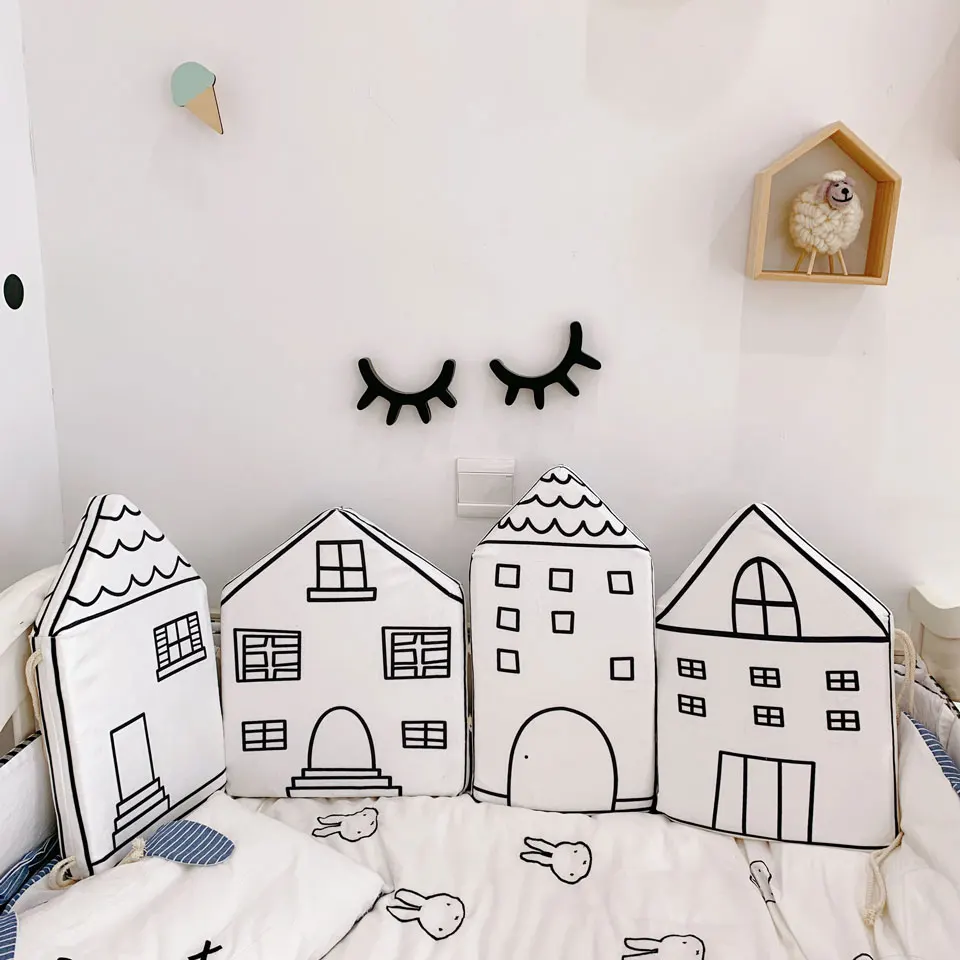 4 шт. Детские хлопковые Бамперы для кроватки|Амортизаторы| |