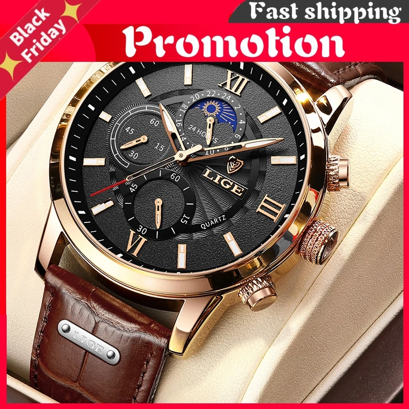 2021 Новинка мужские часы от топ бренда роскошные кожаные повседневные кварцевые