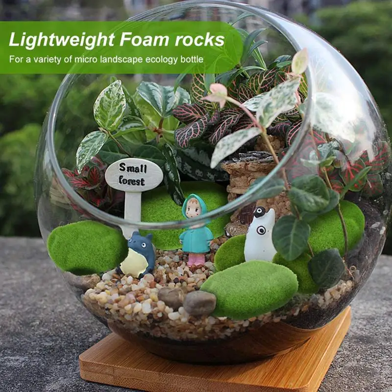 12 Pcs Artificial Moss Stones Ball Green Rock Home Yard Decorative Simulation Glass for Flower Pot Garden | Дом и сад