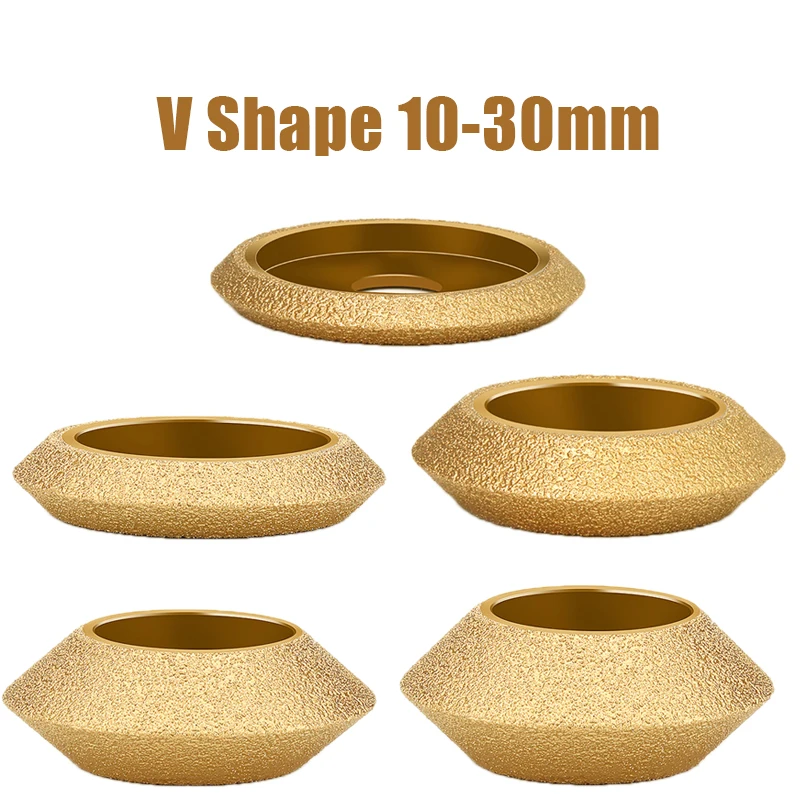 20mm Bore Dia 3inch 75mm V Shape Dry Vacuum Brazed Diamond Grinding Wheel Demi-bullnose Edge Marble Edging Profile Grinding Disc