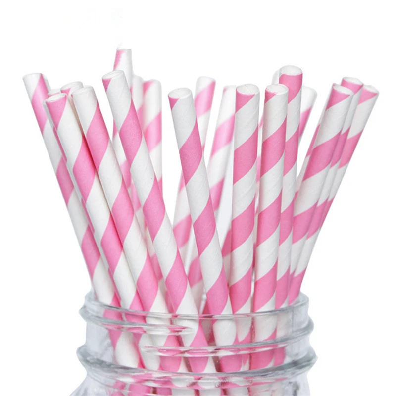 Полосатые одноразовые бумажные соломинки 25 шт.|Одноразовая посуда для вечеринок|