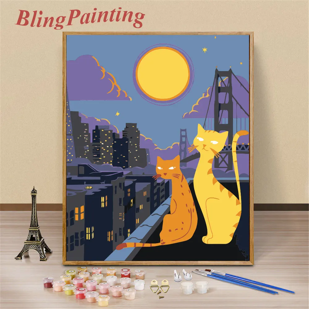 

Abstract Cats Drawing Oil Painting By Numbers On Canvas Acrylic Paint Kits HandPainted Wall Art Picture Home Decor Unique Gift