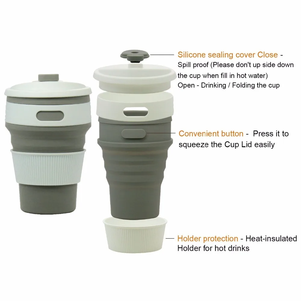 

Coffee Mugs Travel Collapsible Silicone Cup Folding Water Cups BPA FREE Food Grade Drinking Ware Mug Tea Coffee Cups