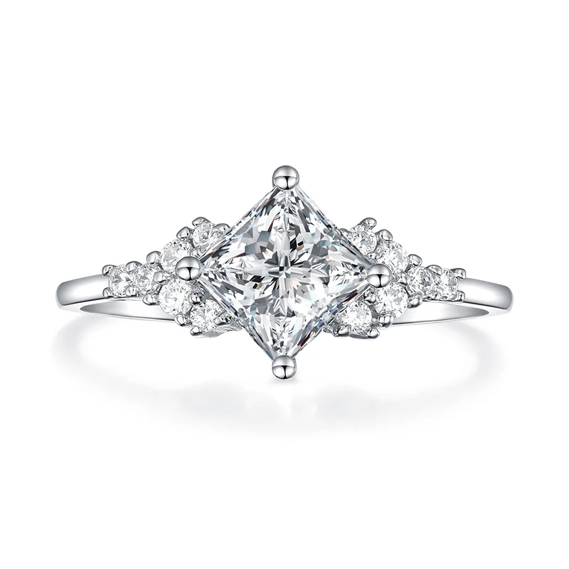 Kuolit, 14 K, 585, кольца с муассанитом из белого золота для женщин, лаборатория, выращенная квадратная огранка, великолепные бриллиантовые Свадебные ювелирные изделия для помолвки