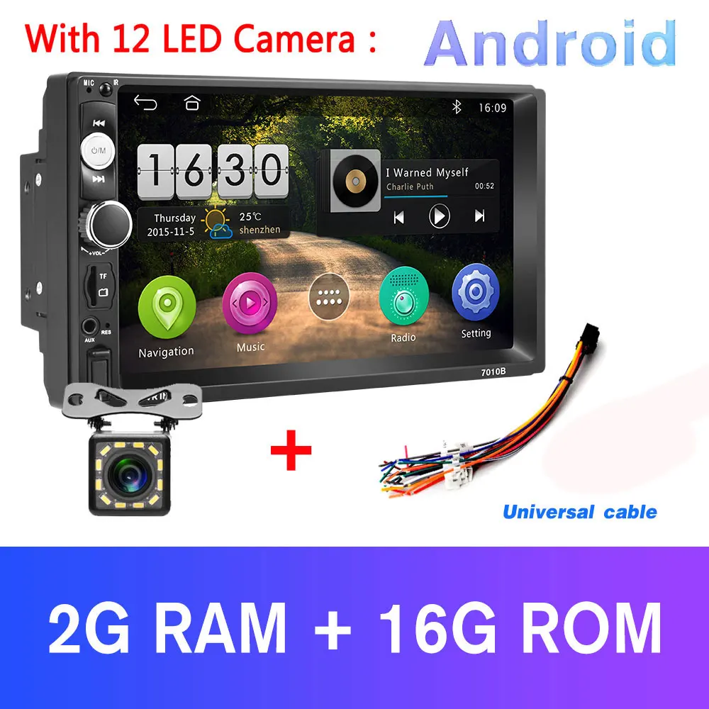 2Gand 16G AndCamera Podofo 2Din Android автомобильный Радио мультимедийный плеер ram 2G+ rom 3 2G gps Навигация BT FM WiFi без dvd 2 DIN Радио Для VW Nissan Kia - Цвет: 2Gand 16G AndCamera