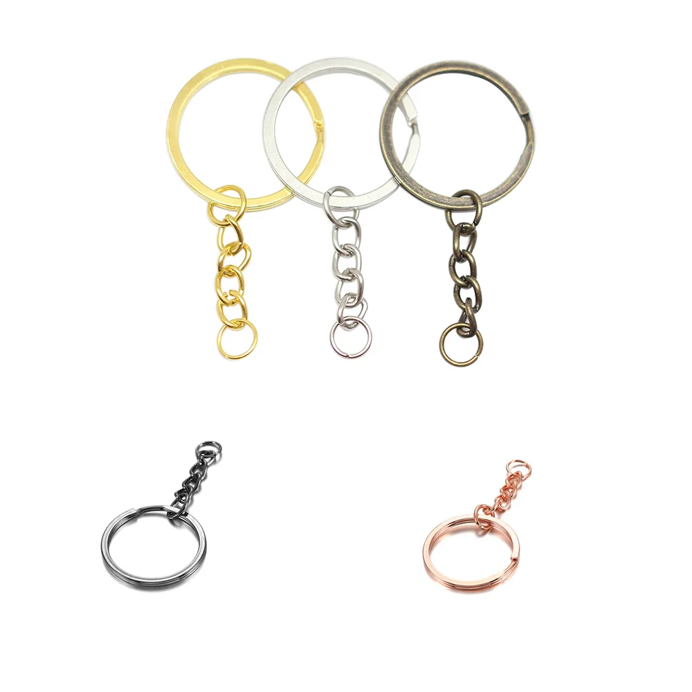 

10 pcs/lot Key Ring Key Chain Gold Rhodium Antique Bronze mm Long Round Split Keychain Keyrings Jewelry Making Bulk Wholesale