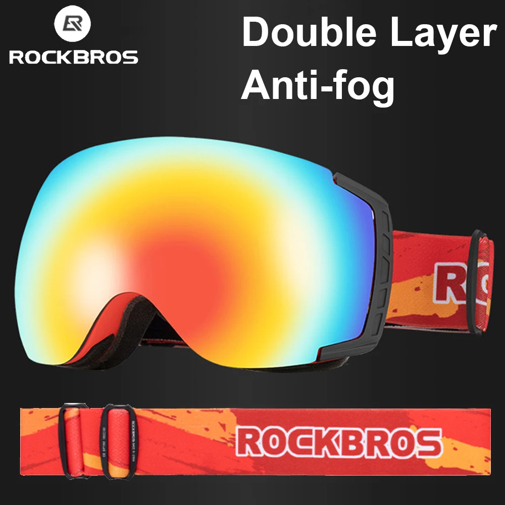 

Лыжные очки ROCKBROS, двухслойная противотуманная большая маска для мужчин и женщин, умные очки для катания на лыжах и сноуборде