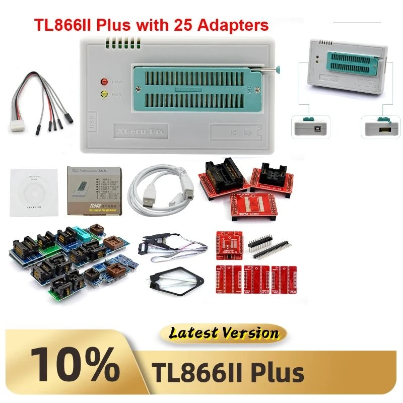 

Программатор TL866II Plus, USB-зажимы, Универсальный Автомобильный ключ Nand, оригинальный программатор V10.8 TL866II Plus Minipro Flash AVR PIC