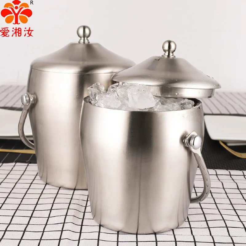 

Aixiangru European Stainless Steel Double-layer Ice Bucket Cube Bucket Scrub Handband Cover Insulation Bar Wine Champagne Barre