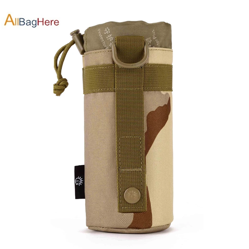 Military Tactical Molle Accessories Kettle Pouch Water Bottle Camouflage Outdoor Camping Travel Hunting Durable Drawstring Bags | Спорт и