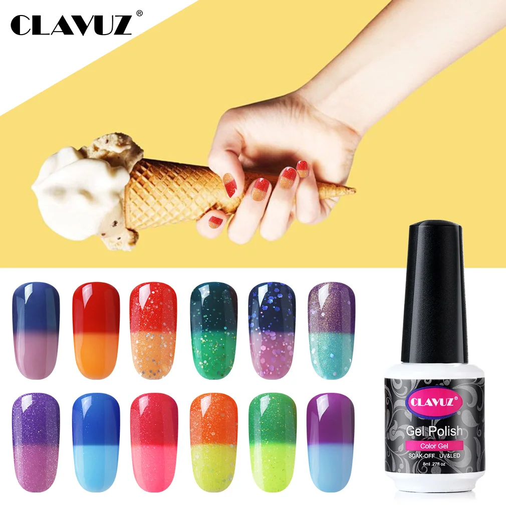 CLAVUZ 8 мл меняющий Цвет УФ-светодиодный Гель-лак для ногтей замачиваемый