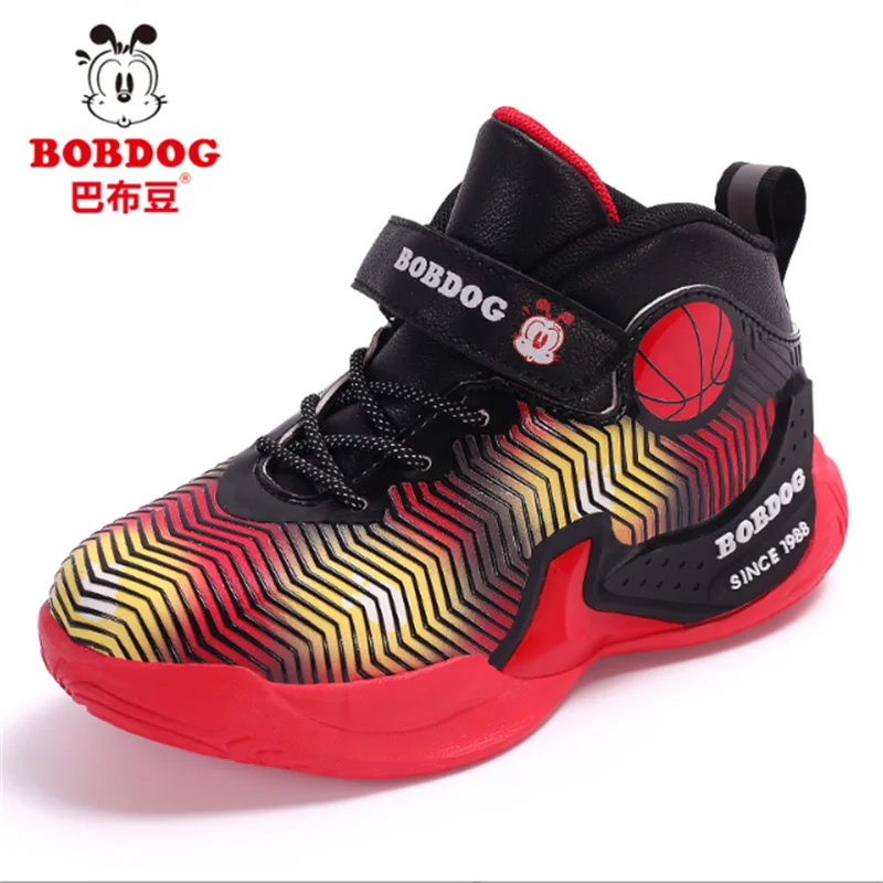 

New Spring Autumn Boys Brand Leather Basketball Shoes Fashion Thick Bottom Non-slip Sports Running Shoes Boy Basket Trainer Sho