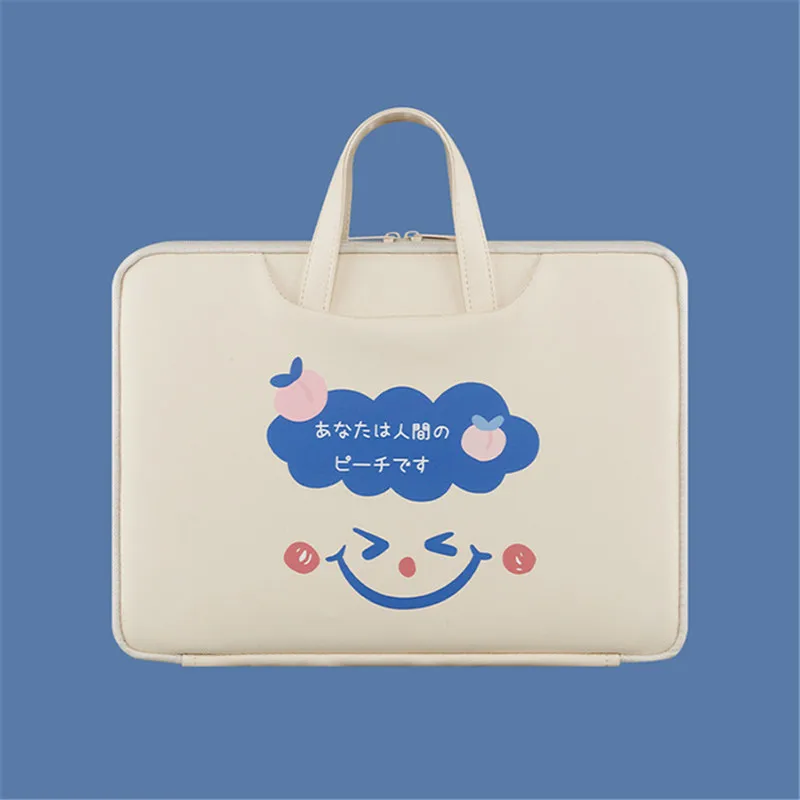 

Pure And Fresh Computer Brief Portable KUMON Laptop Briefcase Cartoon Smile Face Laptop Bag For Mackbook 13 14 15.6 Inch