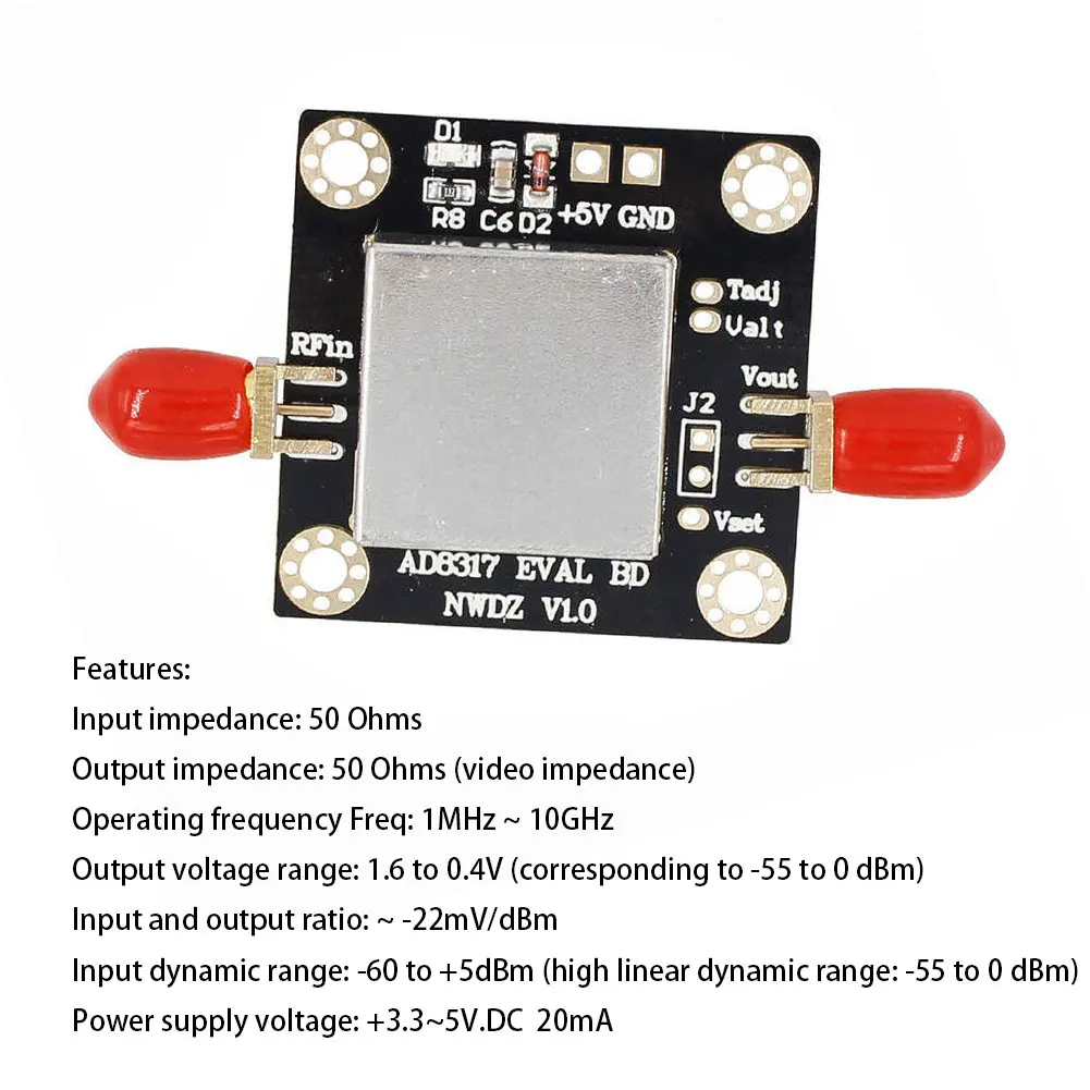 

AD8317 Module Logarithmic Detector 1M-10GHz 60dB RF Power Meter Logarithmic Power Meter Controller for Amplifier