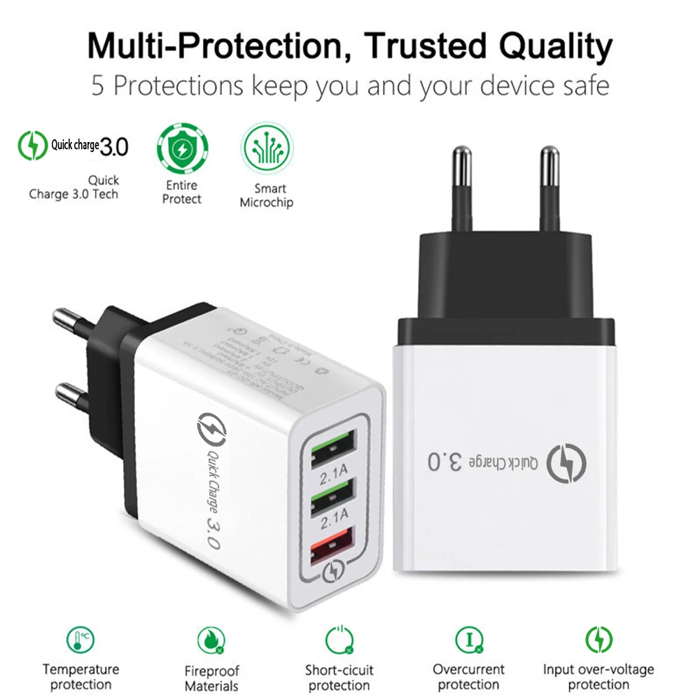 Быстрое зарядное устройство USB зарядное устройство для телефона Быстрая зарядка QC3.0 5 В/3A EU/US/Plug настенное зарядное устройство для samsung Xiaomi huawei iphone зарядное устройство