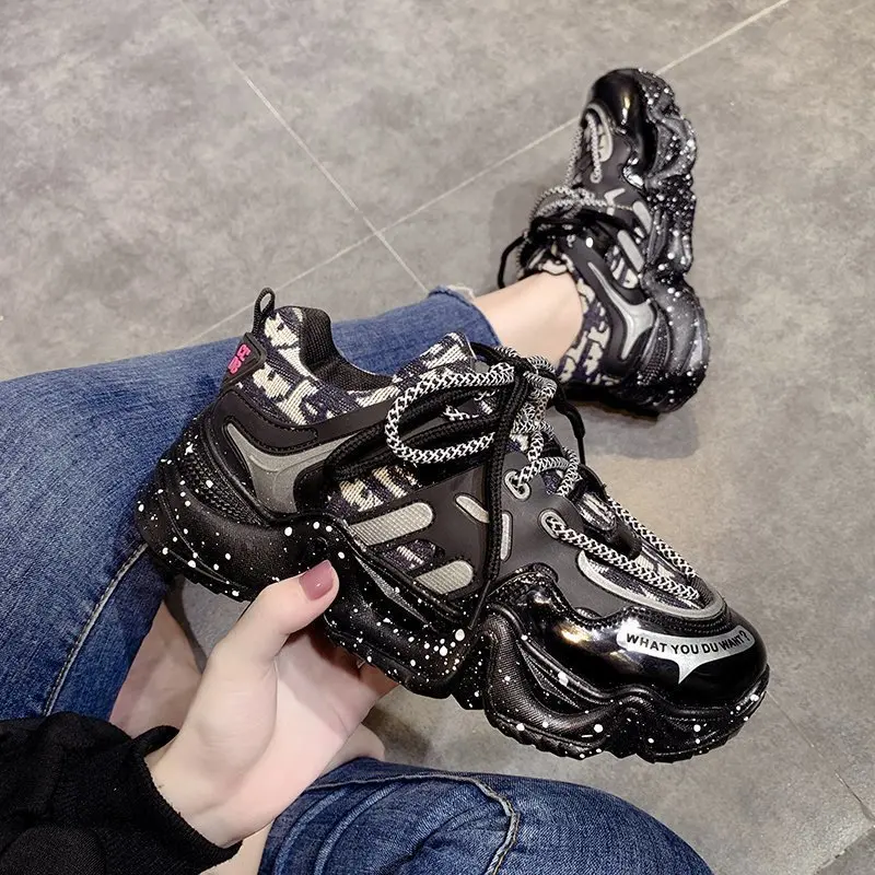 

2021 New Designer Female Mesh Casual Sneakers Shoes Woman Fashion Platform Muffin Bottom Women Vulcanize Shoes