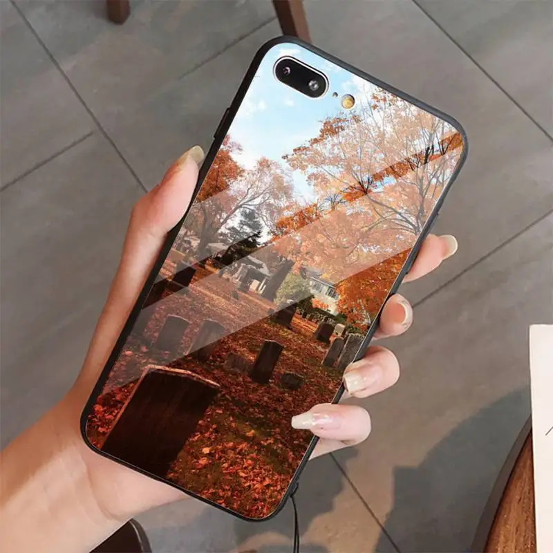 

Falling autumn leaves pattern high quality Phone Case coque Tempered glass For iphone 5C 6 6S 7 8 plus X XS XR 11 PRO MAX
